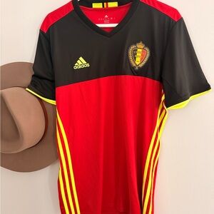 Adidas Belgium 2016-2016 Home Red and Black ClimaCool Jersey